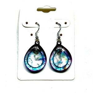 New! Blown glass earrings by Charlyn Reynolds, featuring colors purple, blue.
